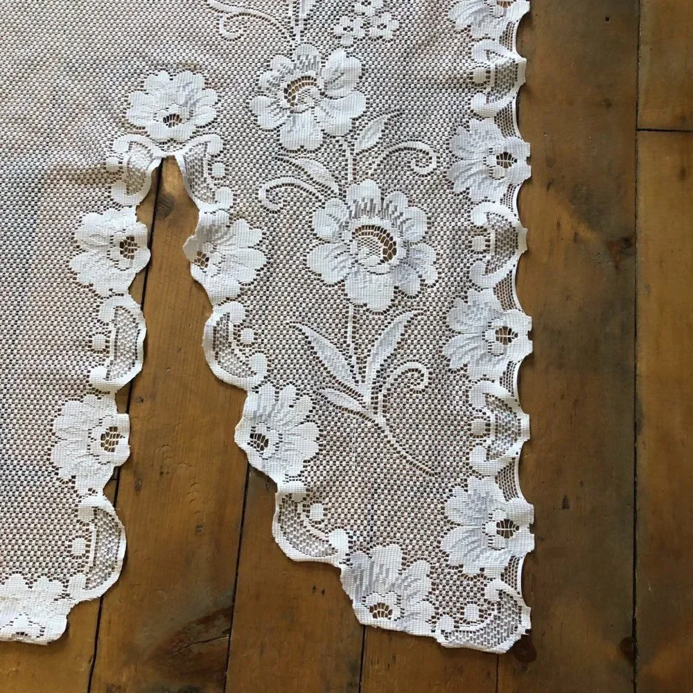 Vintage lace window curtain 56” w x 38“ l